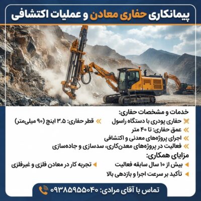 پیمانکاری حفاری معادن و عملیات اکتشافی در سراسر کشور